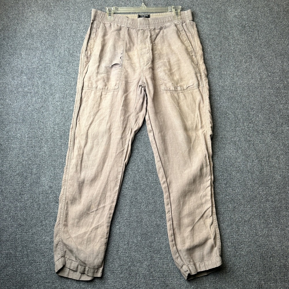 Todd Snyder Linen‎ Beach Pants Mens Small Tan Distressed Casual Summer Trousers